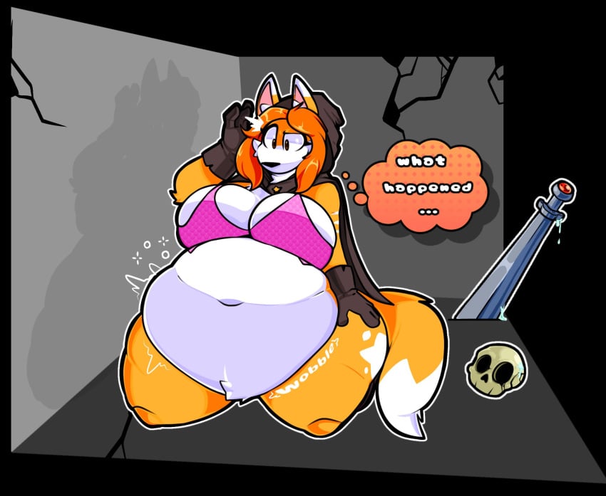 bbw character_request commission digestion digestion_noises fox_girl obese original_character overweight overweight_female skull sword tagme winterfell54667