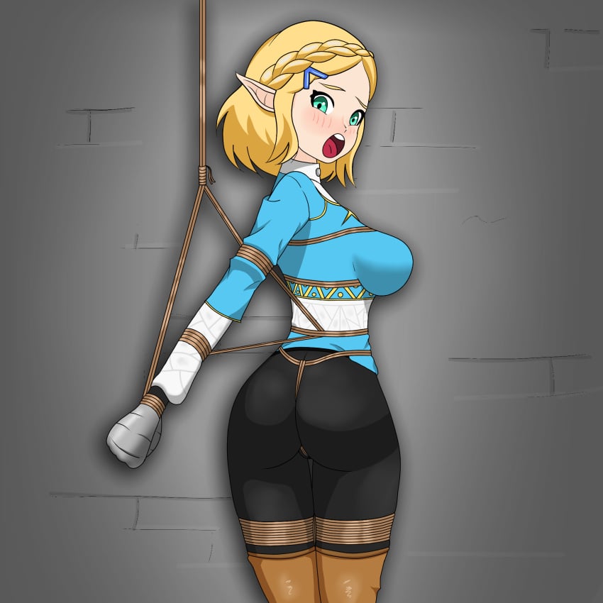 blonde_hair bondage bound bound_hands cant1ndausername crotch_rope female female_only femsub fully_clothed open_mouth png pointy_ears princess_zelda rope strappado tape taped_hands tears_of_the_kingdom the_legend_of_zelda variant zelda_(tears_of_the_kingdom)