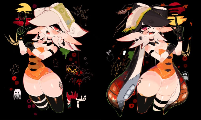 2024 2d 2d_(artwork) 2girls ass bare_shoulders big_ass big_breasts big_butt black_choker black_hair bowtie breasts busty callie_(splatoon) callie_(splatoween) choker cleavage clothed clothed_female clothing color colored curvaceous curvy curvy_body curvy_female curvy_figure ear_piercing fanart female full_color gloves hair hair_over_one_eye halloween hips idol inkling large_ass large_butt light-skinned_female light_skin looking_at_viewer marie_(splatoon) marie_(splatoween) monster monster_girl multicolored_hair nintendo orange_hair pointy_ears pose posing red_hair splatoon splatoon_(series) splatoon_2 splatoon_3 squid_girl squid_humanoid squid_sisters stockings tentacle tentacle_hair thick_thighs thighhighs thighs usa37107692 video_game video_game_character video_game_franchise video_games white_hair