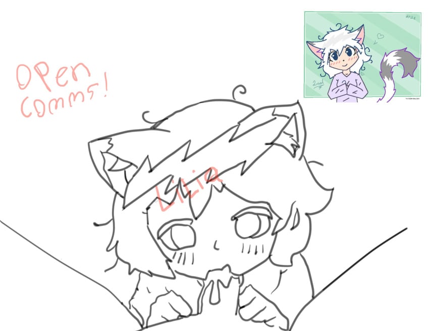 2d 2d_(artwork) 2d_artwork blowjob cat_ears clothed cute fellatio innocent liliaoutcontext messy_hair neko nekomimi roblox roblox_avatar twitter twitter_user_oc