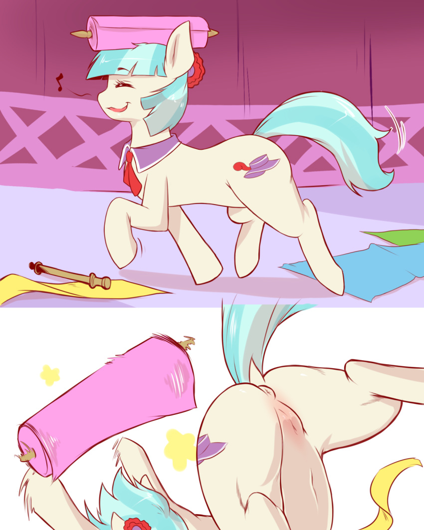 2015 anus ass clothed clothing coco_pommel coco_pommel_(mlp) cold-blooded-twilight comic cutie_mark equine falling female friendship_is_magic furry furry_only hair higher_resolution_available horse mammal my_little_pony non-anthro partially_clothed pony pussy scarf solo