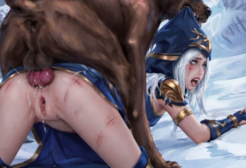 1girl abused_female ahe_gao ai_assisted all_fours anal anal_knotting animal animal_penis anus ashe ashe_(league_of_legends) ass bent_over biting blue_eyes brown_dog canine canine_on_human canine_penis cum cum_in_ass cum_in_mouth cum_in_pussy defeat_sex defeated defeated_female defeated_heroine deserved dog dog_penis dog_rape doggy_style dominant_feral eyeliner female_on_feral femsub feral feral_dominating_human feral_on_female feral_on_human feral_penetrating feral_penetrating_human forced forced_bestiality forced_sex fucked_into_submission fucked_silly gloves hairless_pussy hood human_female human_on_feral human_penetrated humiliation imminent_knotting implied_rape knot knotted knotted_penis league_of_legends long_hair medium_breasts natibusamator nonconsensual open_mouth pain pained_expression pale-skinned_female penis pussy rape raped_by_animal raped_by_dog riot_games rolling_eyes runny_makeup scar scratches sex sex_from_behind shoulder_armor snow straight submissive_human teeth tongue uncensored vagina white_hair zoophilia