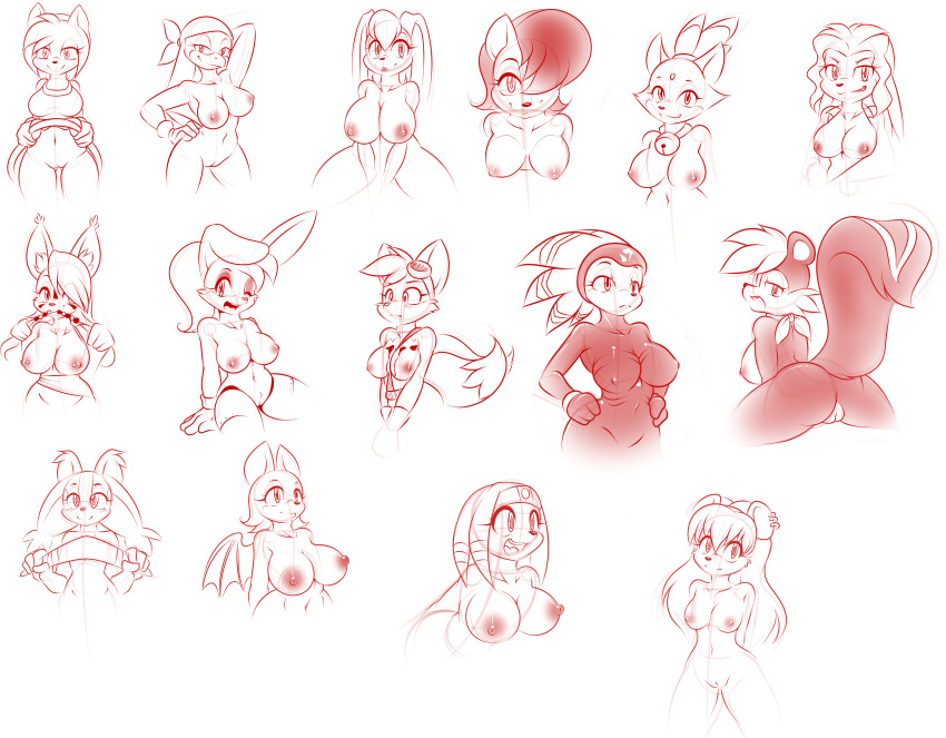 amy_rose anthro ass avian badger bat blaze_the_cat boomerang breasts bunnie_rabbot canine cat chipmunk echidna eyewear feline female fox fur furry goggles hedgehog kloudmutt lagomorph looking_at_viewer looking_back lynx mammal monochrome monotreme mustelid nicole_the_lynx nipples pussy rabbit rodent rouge_the_bat sally_acorn sega shade_the_echidna skunk sonic_(series) sonic_riders sticks_the_badger swallowing tikal_the_echidna vanilla_the_rabbit wave_the_swallow wings