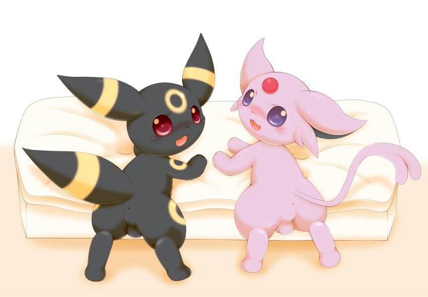 anus balls blush cute duo eeveelution espeon feral fur furry_ears furry_tail male male_only nintendo pokemon schnecken tail umbreon video_games