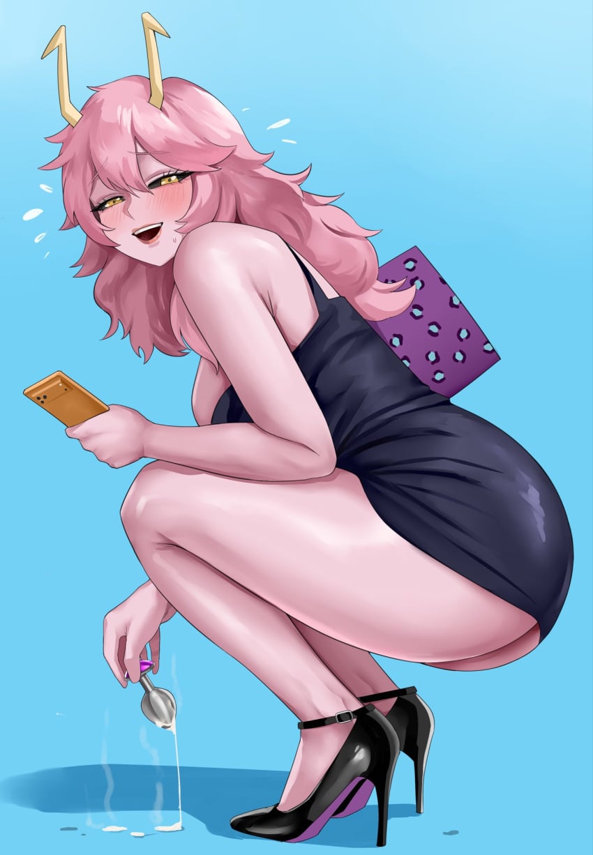1girls ashido_mina_time-skip ass boku_no_hero_academia buttplug dress female female_focus female_only large_ass long_hair mina_ashido mina_ashido_curvy_(meme) mina_ashido_time-skip my_hero_academia my_hero_academia_(finale) pink_body pink_hair post-timeskip solo thick_thighs thighs wide_hips xkit xkit69