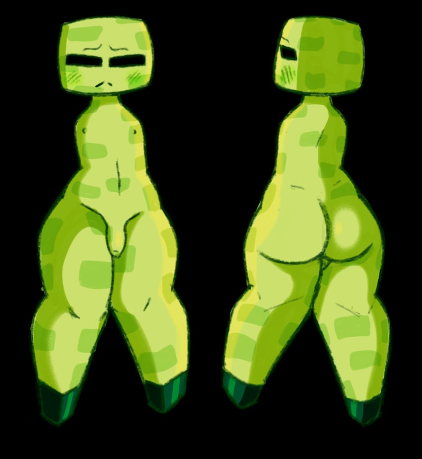 armless big big_ass black_eyes creeper creeper_(minecraft) digital_drawing digital_media_(artwork) femboy femboy_only green_ass green_asshole green_body green_penis green_skin male_only minecraft minecraft_mob no_arms nude nude_femboy only penis sketch tiny_breasts tiny_male tiny_penis