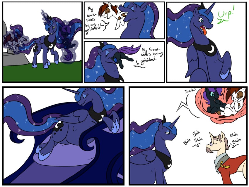 2boys 2girls dialogue dragga female feral friendship_is_magic furry group halloween holidays internal male my_little_pony nyx_(mlp) oral original_character pipsqueak_(mlp) princess_luna_(mlp) royalty text vore