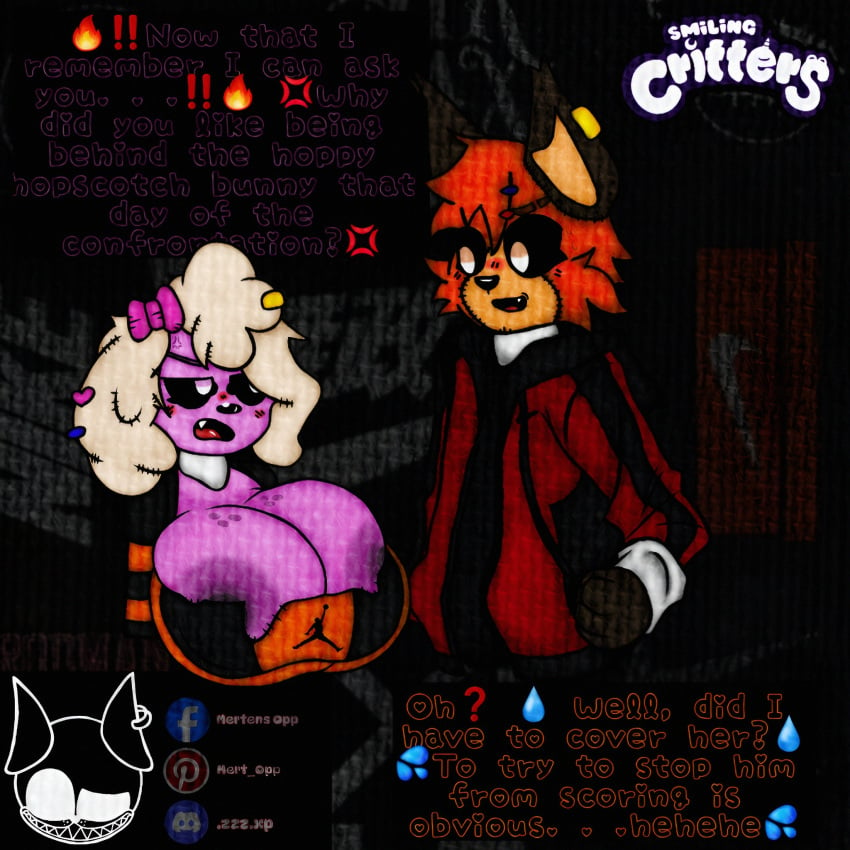 anthro anthro_on_anthro anthro_only big_breasts black_background blush boyfriend-girlfriend critters_(poppy_playtime) dialogue emoji fanart furry_only hoodie jordans logo lynx_(mertens_opp) mertens_opp_(artist) nervous no_humans oc orange_body pink_body poppy_playtime poppy_playtime_(chapter_3) sex sheep_girl smiling_critters tagme tiger tsundere white_necklace