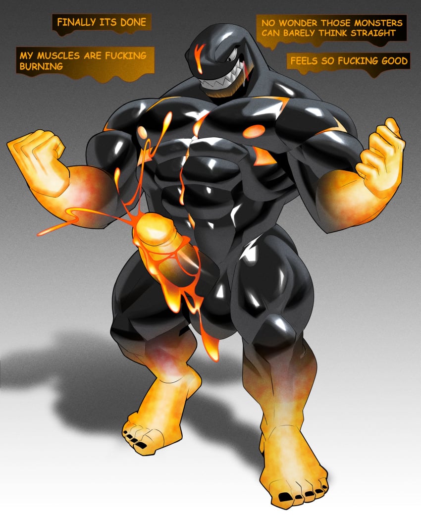 absurd_res after_transformation anthro bodily_fluids bullet_bill cum erection flexing genital_fluids genitals hi_res humanoid latex lava lava_cum male male_only mario_(series) muscular muscular_anthro muscular_male my_hero_academia nintendo nomu penis solo symbiote taurodin transformation unusual_bodily_fluids unusual_cum unusual_genital_fluids