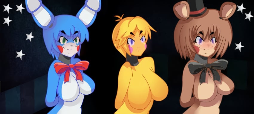 bonnie_(fnaf) chica_(fnaf) five_nights_at_freddy's five_nights_in_anime freddy_(fnaf) mairusu-paua tagme