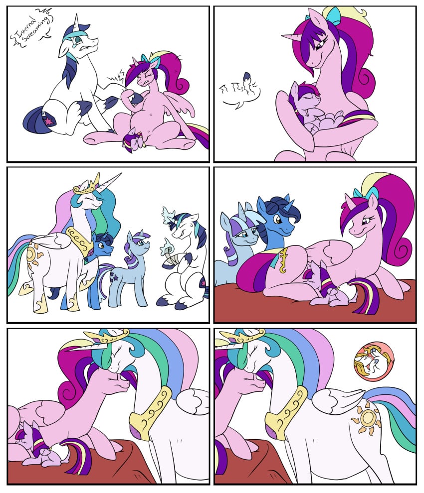 age_difference alicorn bandage birth breastfeeding comic diaper dragga equine fan_character female feral friendship_is_magic group horn horse internal light male mammal my_little_pony night nuzzling pain pony pregnant prince prince_blueblood_(mlp) princess princess_cadance_(mlp) princess_celestia_(mlp) pussy rebirth regression royalty screaming shining_armor_(mlp) transformation twilight_velvet_(mlp) wings