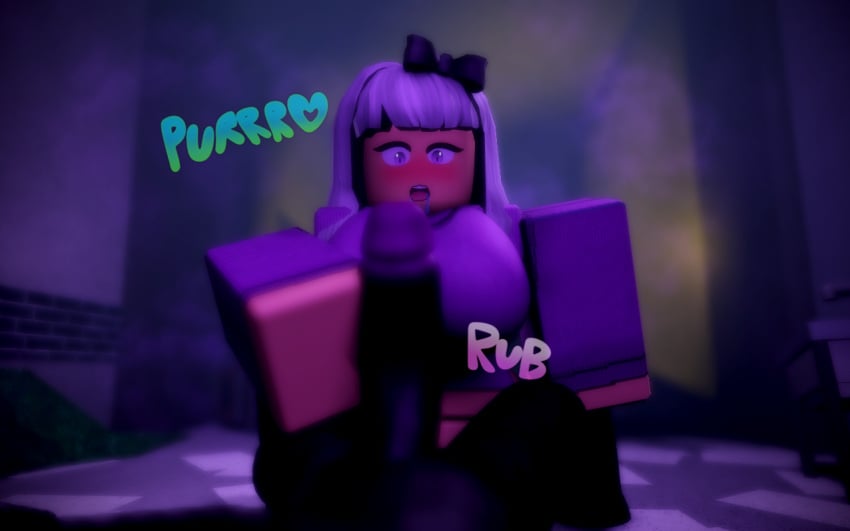 1boy 1girls 1male 1monster 1woman 3d artist_request ayuwanaki black body clothing consensual female gray_hair handjob lilith_hermlin lovers monster myth pale pale-skinned pov purple purple_eyes roblox roblox_myth robloxian skin source_request staring_at_penis the_hermlins