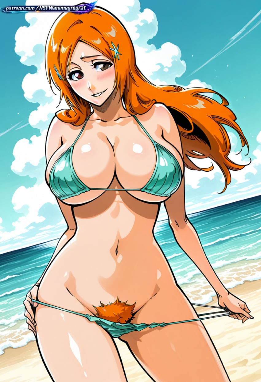1girl 2d absurd_resolution absurdres adult aged_up ai ai-created ai_art ai_generated anime anime_coloring anime_screenshot areolae beach bikini bikini_bottom_pull bleach blush cel_shading cleavage clothing_pull clouds curvy deep_cleavage detailed_background digital_art dynamic_angle dynamic_pose erotic exhibitionism exibitionism exited explicit exposed_nipples female from_above glossy glossy_body glossy_skin gorgeous grey_eyes hair_between_eyes hair_ornament hairclip hentai hi_res high_contrast high_quality high_resolution highres huge_breasts in_heat inoue_orihime large_breasts leaning_forward long_hair looking_at_viewer micro_bikini narrow_waist nipple_slip nipples nsfw ocean orange_hair orihime_inoue outdoors patreon perfect_anatomy pervert_female pink_bikini plump presenting pubic_hair puffy_nipples pulling_own_clothes rating_explicit sand sea see-through_bikini sexy sexy_body sexy_female sexy_pose shiny_skin sideboob sky smile soft_shading solo solo_focus source_anime standing string_bikini suggestive tan tan_skin teasing teasing_viewer thick_thighs tite_kubo_style transparent_clothing underboob voluptuous voluptuous_body voluptuous_female water waves wide_hips