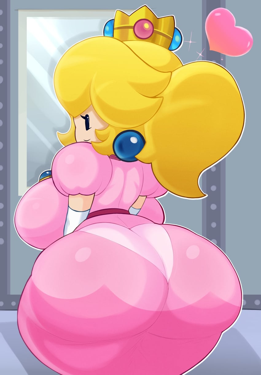 1girls ass ass_focus backside backview blonde blonde-haired_female blonde_female blonde_hair eyelashes facing_away facing_away_from_viewer female female_focus female_only fromariels girl huge_ass hyper hyper_ass hyper_butt mario_(series) mario_bros massive_ass nintendo paper paper_mario:_the_thousand-year_door paper_peach peach pink_dress ponytail ponytail_female princess princess_peach smile smiling solo solo_female super_mario_bros. turned_away