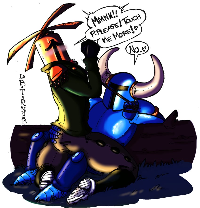 ambiguous_gender armor bondage bound clothing dr.tanner duo english_text male penetration propeller_knight rope shovel_knight shovel_knight_(character) text unknown_species