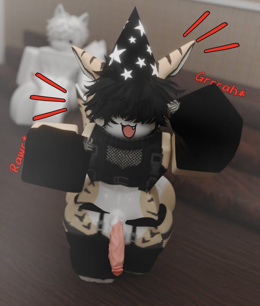 3d femboy furry half-erect half_naked nykosucks oiled_skin penis roblox roblox_avatar robloxian screaming shark_boy tagme