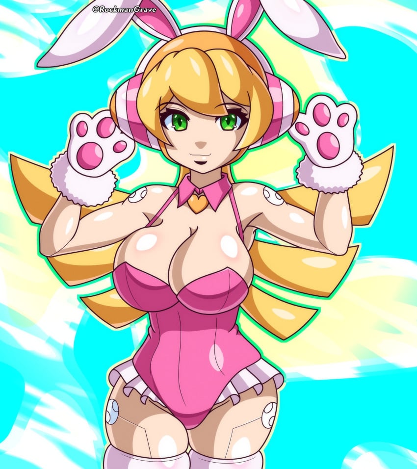 android blonde_hair breasts cinnamon_gaudille cleavage mega_man mega_man_x robot rockmangrave