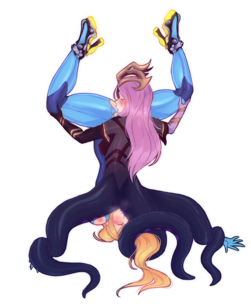 69 2024 69_position blonde_hair blue_eyes bodysuit cephalopod cephalopod_humanoid commission coven_nami crack_pairing crack_ship crossover crown female female_only hair_pull hair_pulling headgear held_upside_down human ikaatako interspecies league_of_legends long_hair metroid monster_girl nami_(league_of_legends) ponytail ponytail_grab pulling_hair samus_aran tentacle_around_arm upside-down yuri zero_suit zero_suit_samus