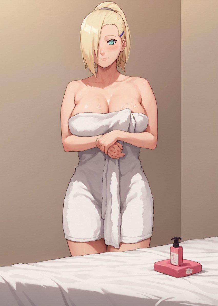 1girls ai_generated alex-schura big_breasts blonde_hair blue_eyes blush boruto:_naruto_next_generations bottle breasts busty child_bearing_hips cleavage completely_nude completely_nude_female female female_focus female_only hair_over_one_eye holding_object hourglass_figure huge_breasts indoors ino_yamanaka large_breasts light-skinned_female light_skin lipstick looking_at_viewer lotion lotion_bottle massage_table mature mature_female mature_woman milf nai_diffusion naked_towel naruto naruto_(series) naruto_shippuden nude nude_female older_woman oppai ponytail seductive seductive_body shiny shiny_hair shiny_skin skindentation smile smooth_skin solo solo_focus spa stable_diffusion standing table thick thick_body thick_thighs thighs towel towel_only very_long_hair voluptuous voluptuous_female wide_hips