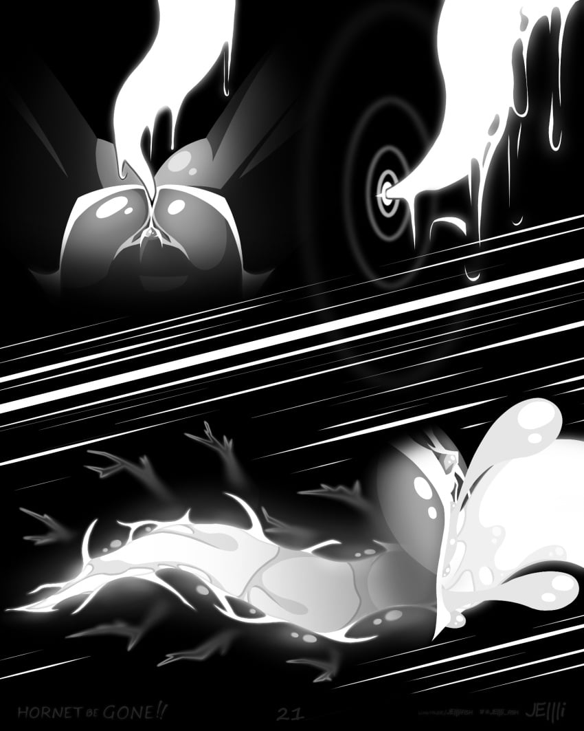 2024 ambiguous_fluids arthropod bodily_fluids digital_media_(artwork) female genital_fluids genitals hi_res hollow_knight hornet_(hollow_knight) hornet_be_gone jellli monochrome page_21 page_number penetration pussy slime solo tagme team_cherry tentacle tentacle_creature tentacle_in_pussy tentacle_penetration the_infection_(hollow_knight) vaginal_fluids vaginal_penetration