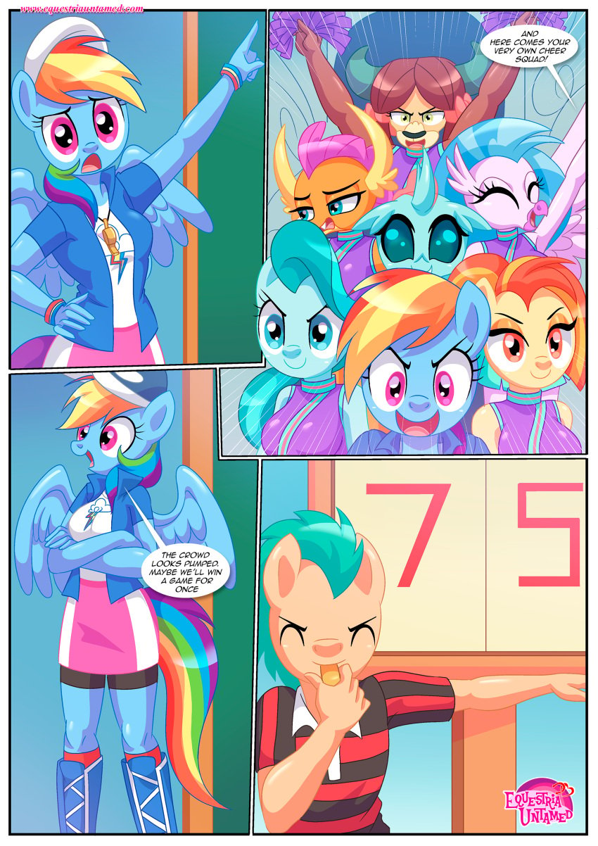 1boy 2020s 2024 7girls bbmbbf black_bottomwear comic compression_shorts equestria_untamed extra_cheer_practice_(comic) friendship_is_magic furry hasbro lighthoof lighthoof_(mlp) mlp:fim mlp:g4 mlp_g4 mlpg4 my_little_pony my_little_pony:_friendship_is_magic my_little_pony_friendship_is_magic my_little_pony_generation_4 ocellus ocellus_(mlp) palcomix rainbow_dash_(mlp) shimmy_shake shimmy_shake_(mlp) shorts shorts_under_skirt silverstream silverstream_(mlp) skirt smolder_(mlp) yona yona_(mlp) yona_yak yona_yak_(mlp)