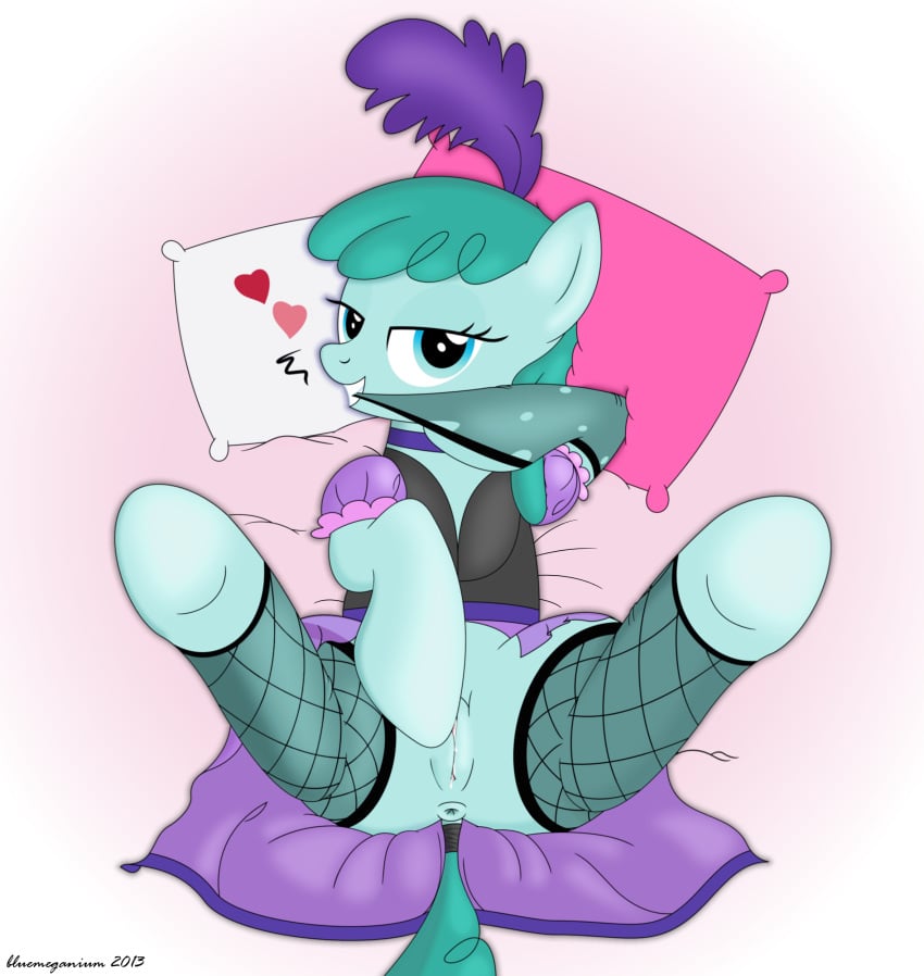 anus bed bedroom_eyes bluemeganium clothing dock equine female friendship_is_magic furry heart hooves horse legwear looking_at_viewer lying mammal my_little_pony on_back pillow pony presenting puffy_anus pussy simple_background smile solo spread_legs spreading sprinkle_medley stockings wet