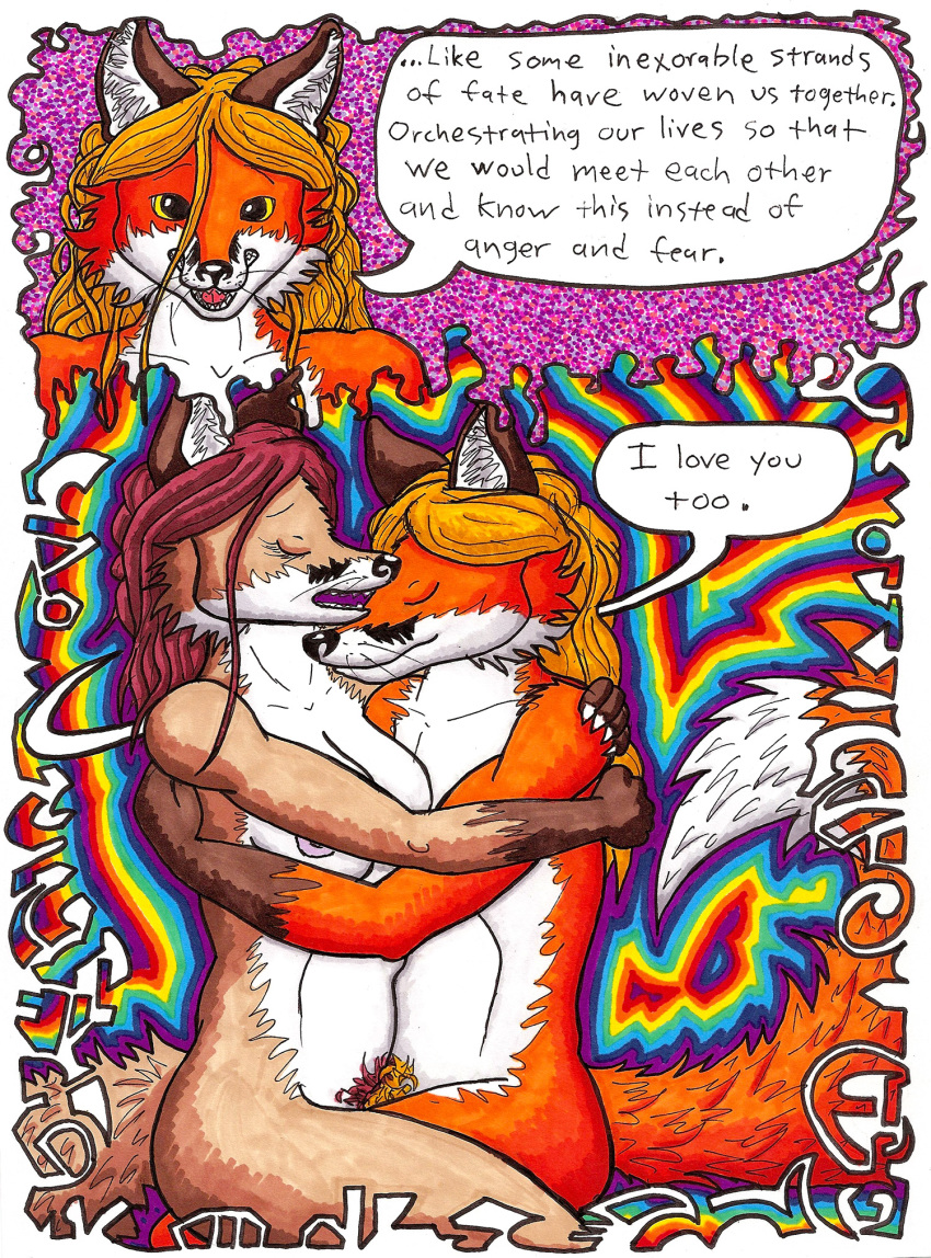 2015 anthro ass breasts canine comic drugs duo female fox love lsd lying male mammal military missionary_position nipples nude on_back open_mouth penetration psychedelic sex straight teeth tongue traditional_media_(artwork) triadfox