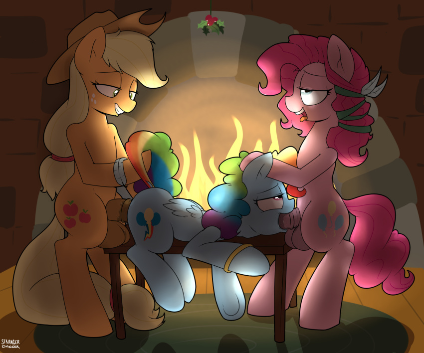 1girls 2015 2futas animal_genitalia applejack_(mlp) balls blonde_hair cutie_mark earth_pony equine fan_character feathers female feral fire fireplace freckles friendship_is_magic furry futa_on_female futanari group group_sex hair half-closed_eyes hand_on_head hat holly_(plant) horse horsecock inside long_hair mammal multicolored_hair my_little_pony open_mouth oral pegasus penetration penis pink_hair pinkie_pie_(mlp) plant pony rainbow_hair sex smile spitroast strangerdanger threesome tongue tongue_out underhoof wings