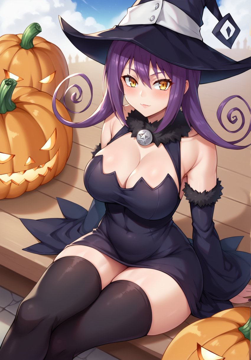 ai_generated big_breasts blair_(soul_eater) halloween kawaii_waifus patreon soul_eater stockings