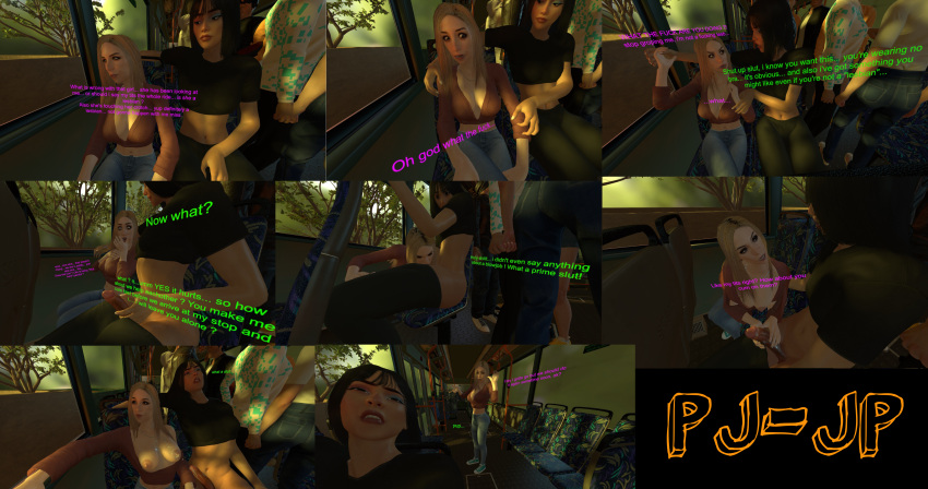 3d big_breasts blowjob breasts comic cum cum_on_breasts female forced futa_on_female futanari groping handjob jasko(pj-jp) panels pervert pj-jp public public_transportation text virt-a-mate