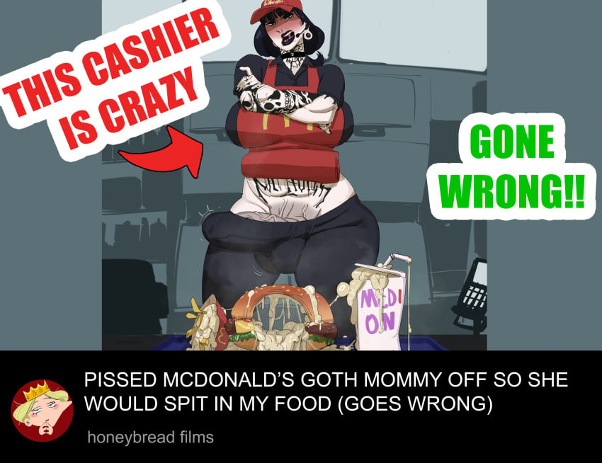 1futa 2024 balls big_breasts big_penis breasts clickbait clothed clothing cum_on_food english_text erect_penis erection erection_under_clothes fast_food fast_food_employee fast_food_uniform food_penetration futa_only futanari goth goth_futa honeybread huge_breasts huge_cock human light-skinned_futanari light_skin mcdonald's mostly_clothed penis solo standing tenting text thick_thighs thumbnail voluptuous wide_hips youtube youtube_thumbnail