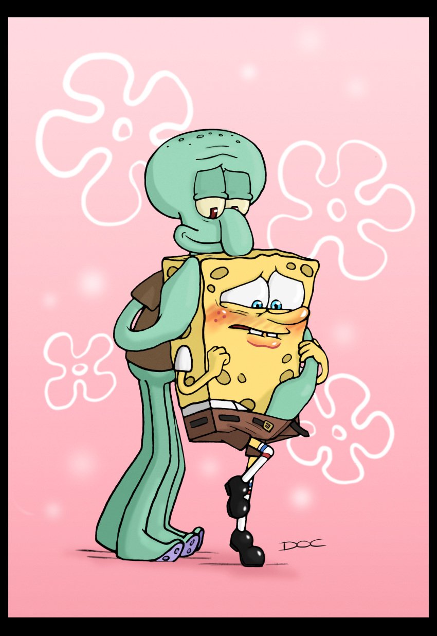 blush cephalopod doc1999 dubious_consent embarrassed gay gay_sex hardcore_gay male male_only nickelodeon no_visible_genitalia non-human octopodiform octopus pastel sea_sponge simple_background spongebob_squarepants spongebob_squarepants_(character) spongebob_squarepants_(series) squidward_tentacles toony