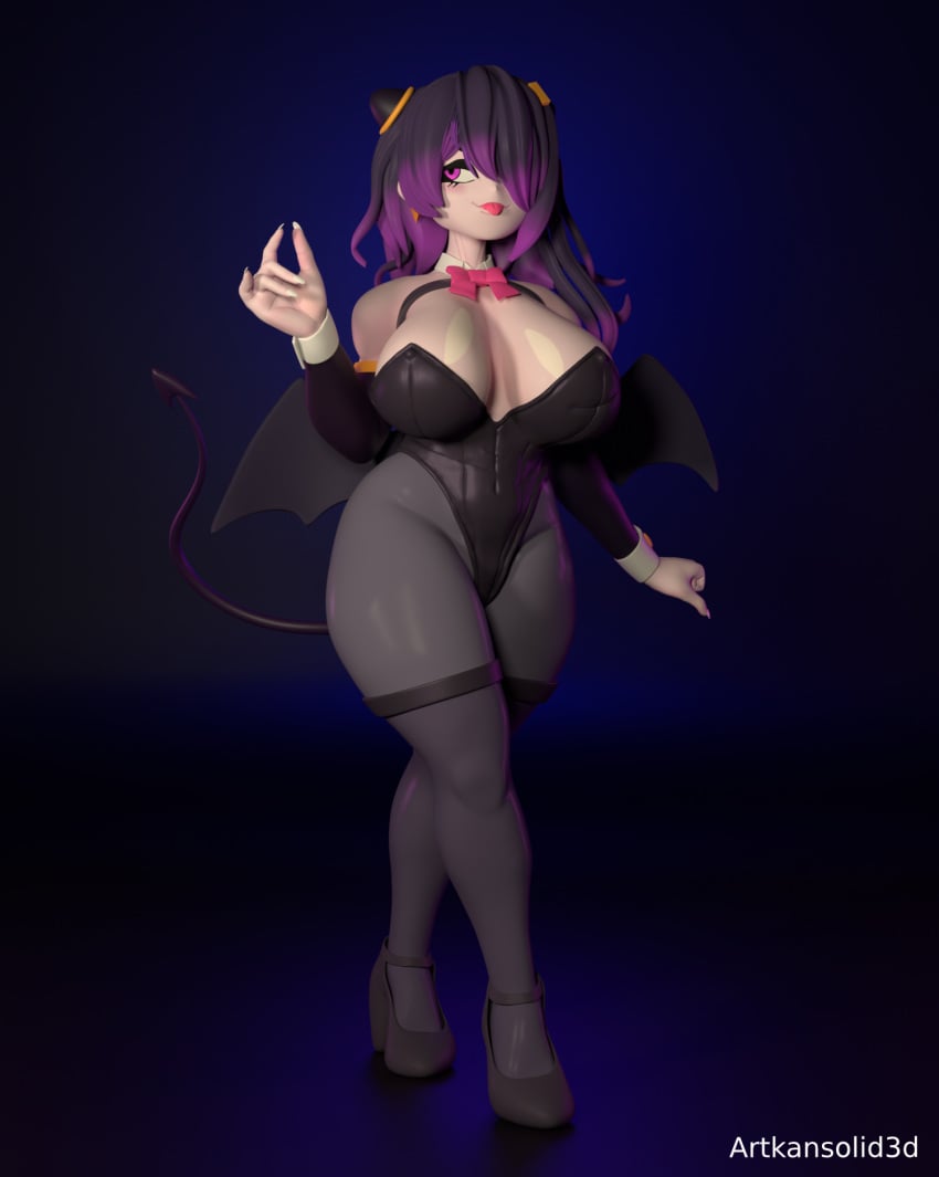 artkansolid3d big_ass big_breasts big_butt demon_girl purple_hair rose_eyes waifu_enjoyer waifu_oc