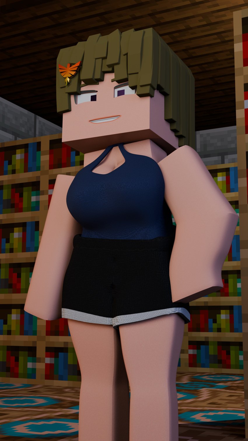 3d black_shorts blender blender_cycles enigma_zxc minecraft original_character purple_eyes