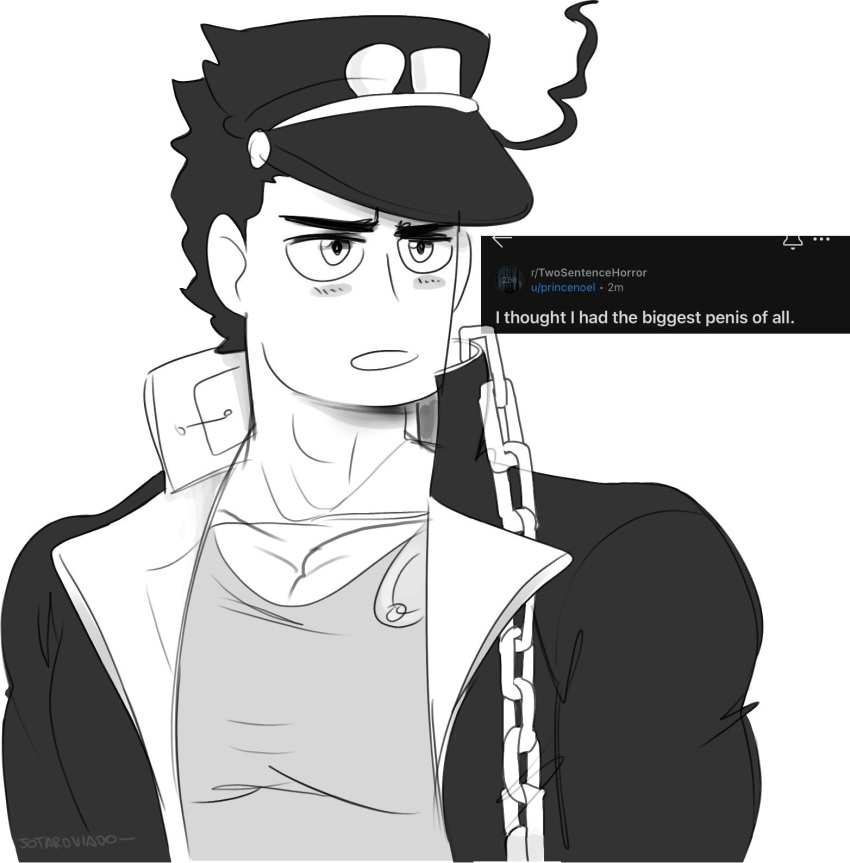 1boy jojo's_bizarre_adventure jotaro_kujo jotaroviado male_focus meme muscular_male page_1 reddit reddit_post stardust_crusaders