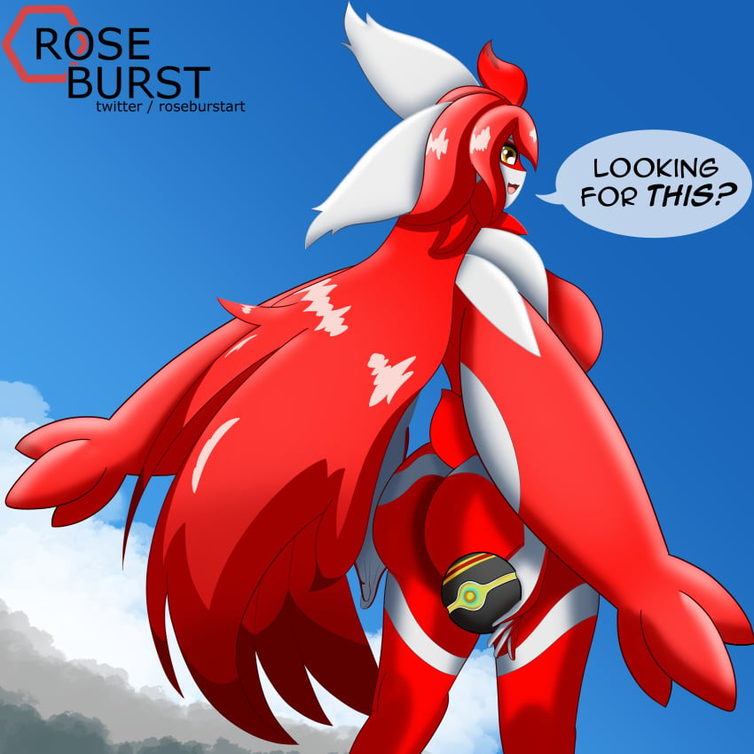 1:1 absurd_res anthro ass big_breasts big_butt big_wings breasts curvy_figure dialogue female fluffy generation_3_pokemon glistening glistening_eyes hair hi_res humanoid latias legendary_pokemon long_hair looking_back luxury_ball nintendo nude pokeball pokemon pokemon_(species) pokemorph roseburst_(artist) solo tail wide_hips wings