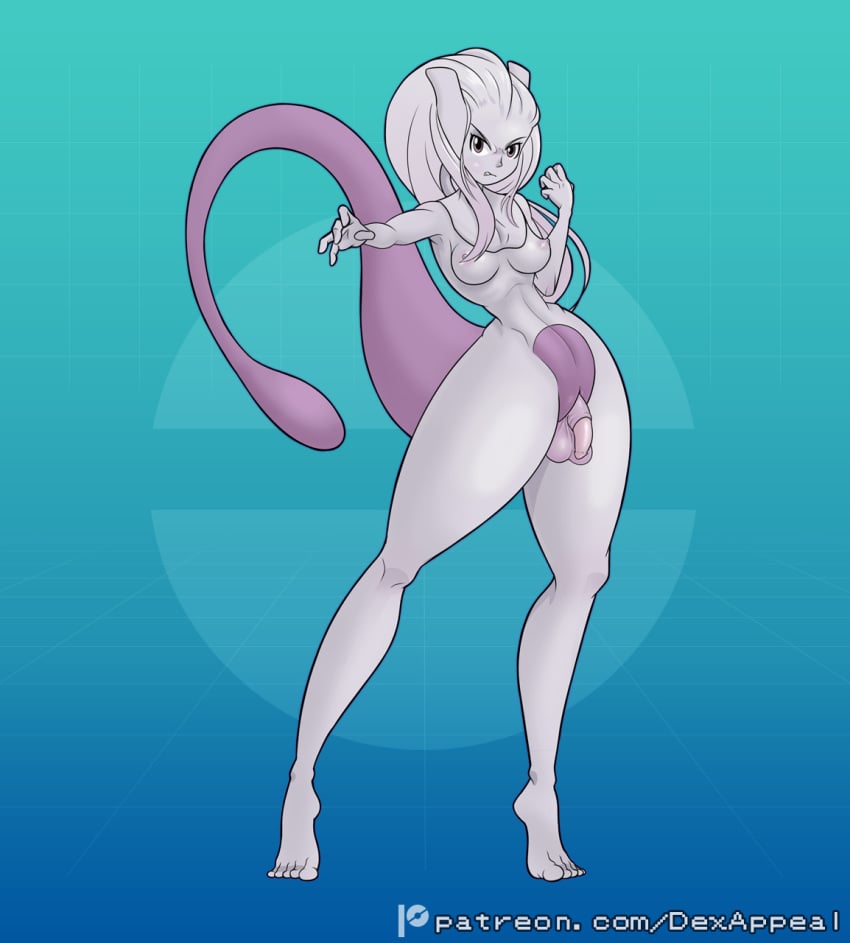 1futa animal_genitalia animal_penis areolae balls breasts dex_appeal feline_genitalia feline_penis flaccid futa_only futanari generation_1_pokemon genital_slit genitals glare gynomorph hair hand_out hi_res humanoid humanoid_penis intersex legendary_pokemon looking_at_viewer mammal mewtwo monster_girl nintendo nipples nude penile_spines penis pokemon pokemon_(species) pokemorph purple_eyes simple_background slim solo standing tail unusual_anatomy unusual_genitalia white_hair