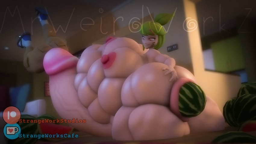 1futa 1futa1girl 1girls 3d breasts_bigger_than_head clothed_female clothed_female_nude_futanari cock_vore degeneracy futanari garry's_mod gmod green_hair huge_ass huge_belly huge_cock melony_(smg4) nude_futanari red_eyes sandals sfm smg4 source_filmmaker tari_(smg4) unrealistic_proportions vore watermelon watermelon_insertion watermelon_slice weirderworkz wtf