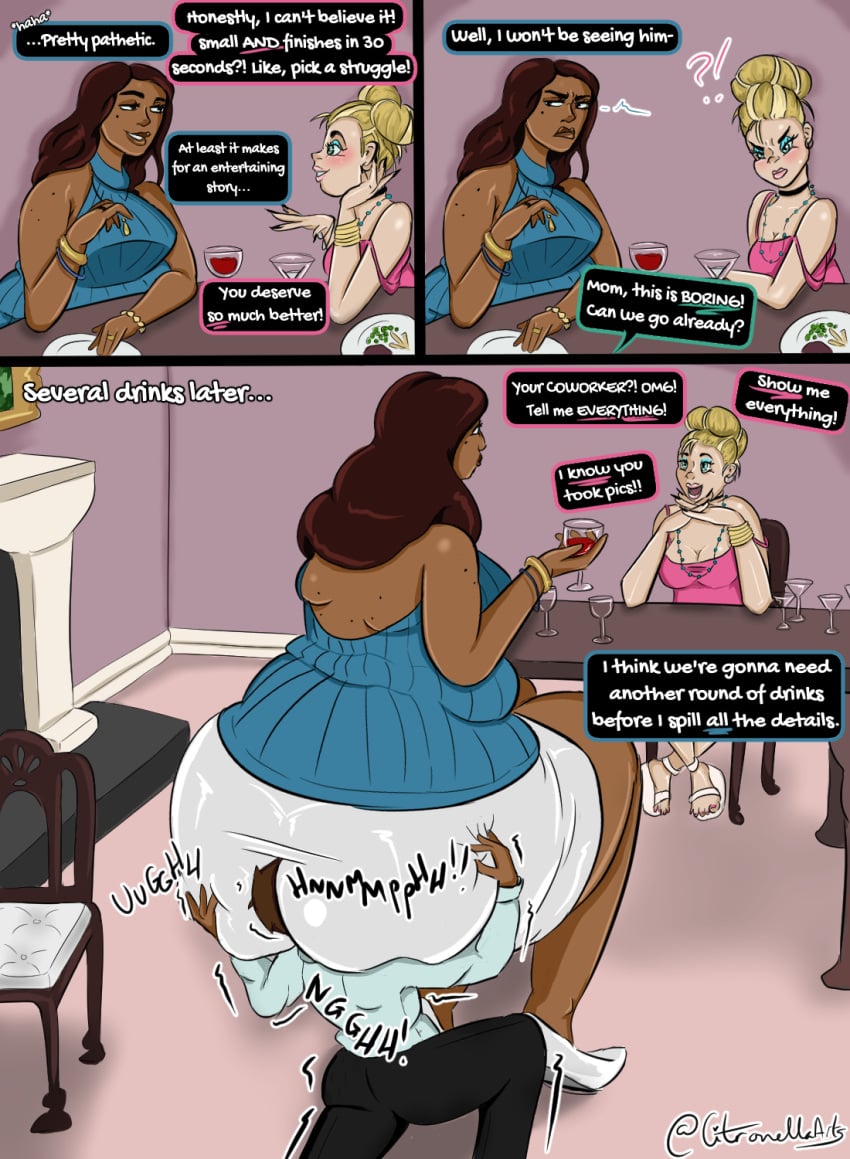 alcohol angry_face bbw bbw_mom citronarts cleavage comic dark-skinned_male dominant_female domme dommy_mommy drinking eating facesitting femdom femdom_caption gossip human_furniture humiliation ignoring incest latex milf mommy mommy_kink mother_and_son muffled_moaning muffled_speech public_humiliation punishment seat size_difference small_penis_humiliation smaller_male smothered smothering smothering_ass submissive_male tight_clothing trapped_in_butt