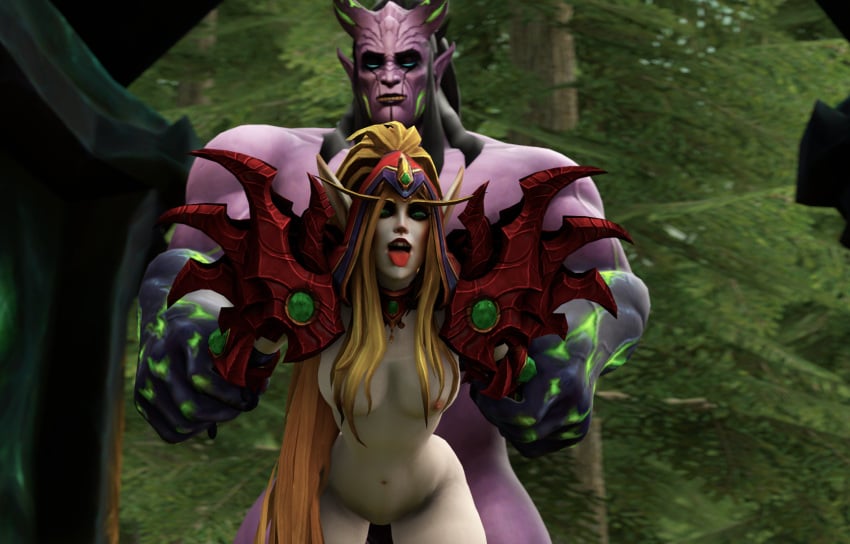 1girls 3d ahe_gao anal anal_penetration anal_sex bent_over blizzard_entertainment blonde_hair blood_elf equine_penis eredar fel_corruption horsecock huge_cock interspecies light-skinned_female light_skin megaspark purple_skin sex size_difference valeera_sanguinar warcraft world_of_warcraft