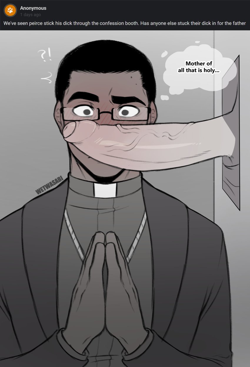 anonymous_male face_closeup gay huge_cock male_only original original_character priest wetwasabi