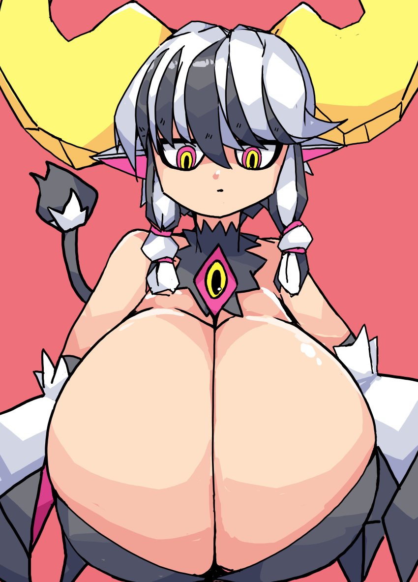 breasts cleavage cow_ears cow_girl cow_horns disgaea disgaea_6 evil_eye_(disgaea) huge_breasts large_breasts monster_girl nippon_ichi_software sukoburukurage