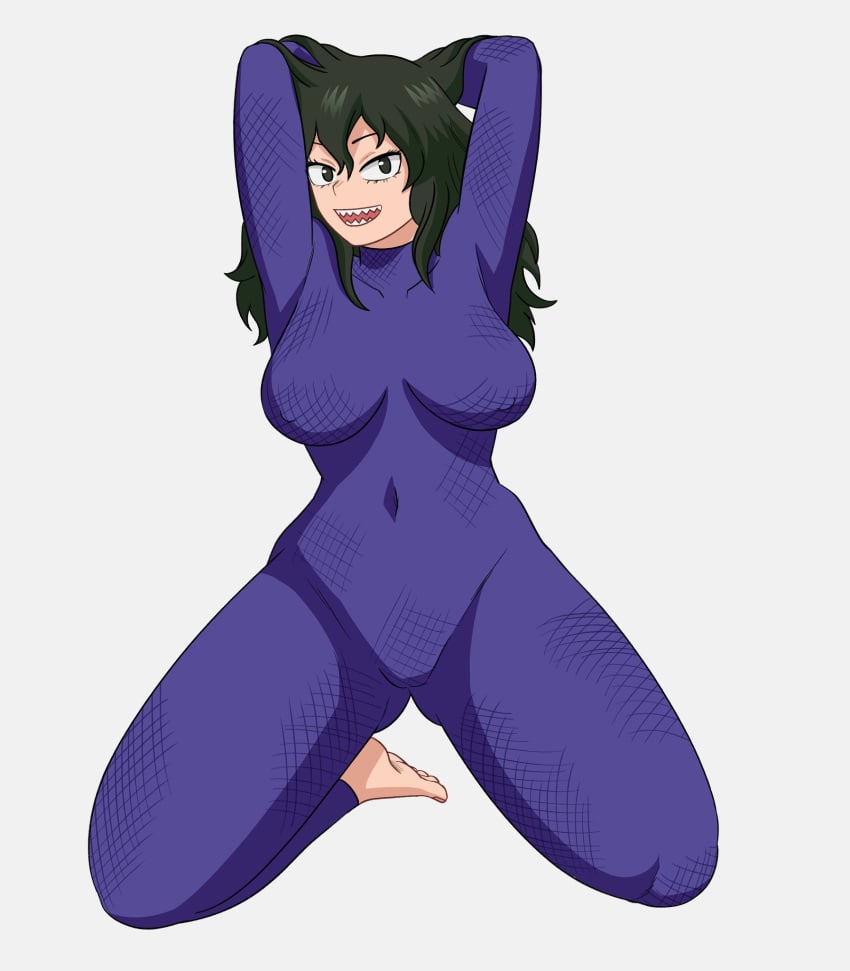 1girls arms_up barefoot big_breasts boku_no_hero_academia costume cum cute_face female female_only green_eyes green_hair hands_behind_head hero_outfit_(mha) lizardy long_hair mfuncen my_hero_academia posing setsuna_tokage shark_teeth smile smiling smiling_at_viewer tokage_setsuna