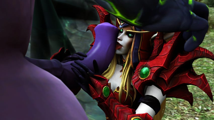 1girls 3d blizzard_entertainment blonde_hair blood_elf blowjob equine_penis eredar fel_corruption fellatio handjob horsecock huge_cock interspecies kneeling licking_penis light-skinned_female light_skin megaspark oral oral_sex penis_on_face purple_skin size_difference valeera_sanguinar warcraft world_of_warcraft