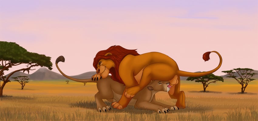 anatomically_correct balls claws closed_eyes cum cum_in_mouth cum_inside disney duo feline fellatio female female_feral feral lion lioness malaika4 male mammal mufasa oral outside penis sarabi sex straight the_lion_king