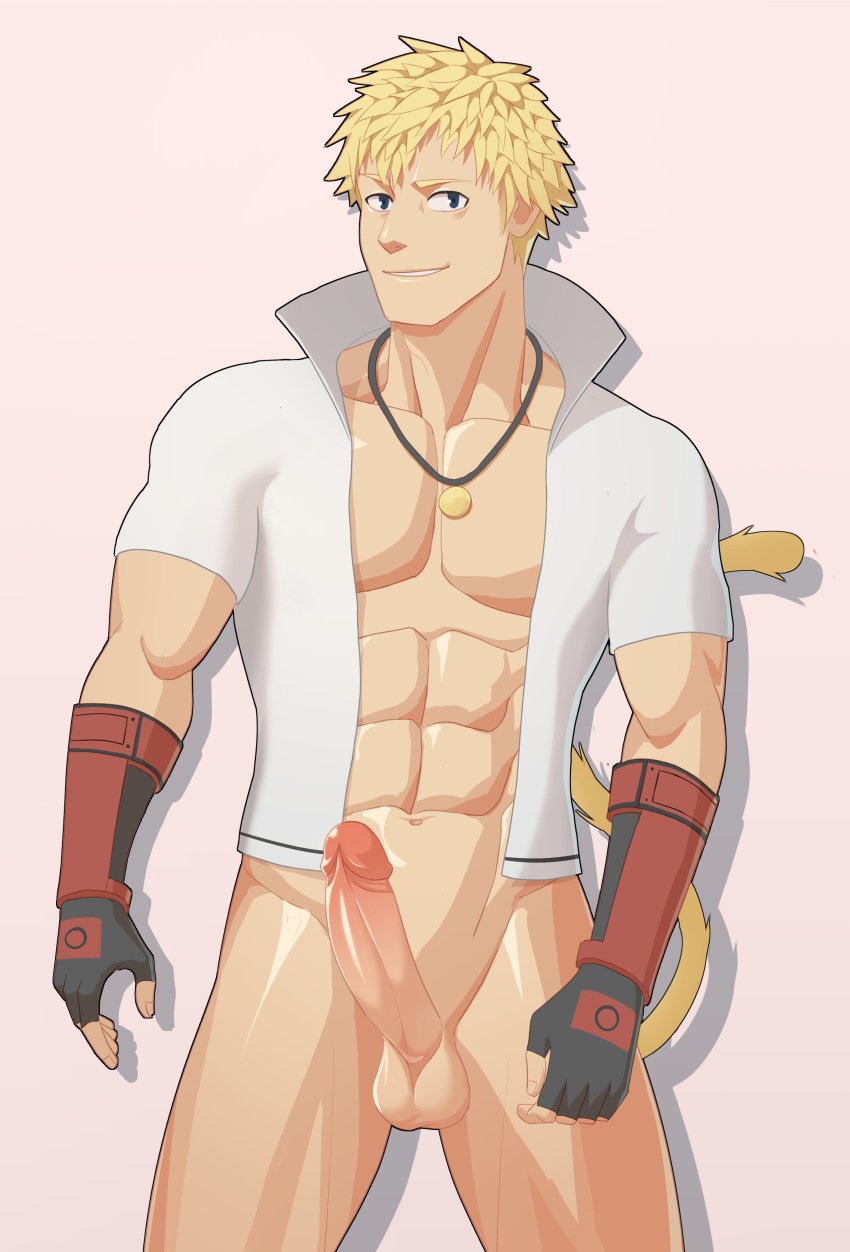 balls bara big_balls big_penis blonde_hair erection male male_only muscular_male nude penis rwby sun_wukong_(rwby) zhadoiz