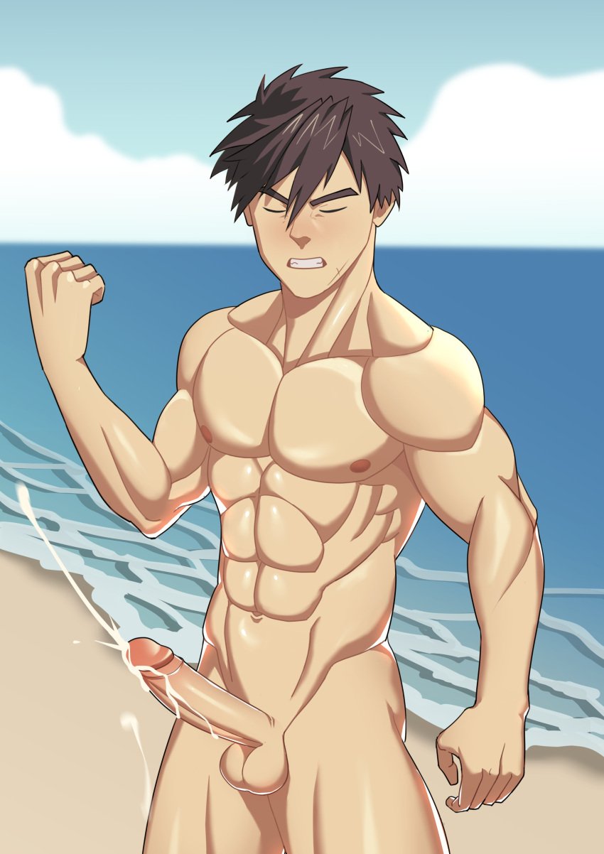 balls bara big_balls big_penis cum erection full_metal_panic male male_nipples male_only muscular_male nipples nude penis sousuke_sagara zhadoiz