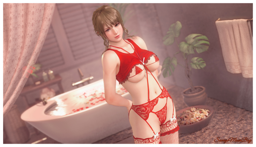 3d busty dead_or_alive dead_or_alive_xtreme_beach_volleyball dead_or_alive_xtreme_venus_vacation female female_focus female_only hourglass_figure lingerie monica_(doa) pinup pinup_pose savagemoonboy wide_hips