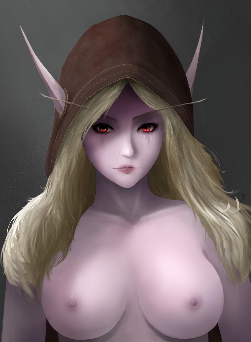 1girls blizzard_entertainment blonde_hair blue_skin forsaken nude sylvanas_windrunner undead undead_(warcraft) warcraft world_of_warcraft