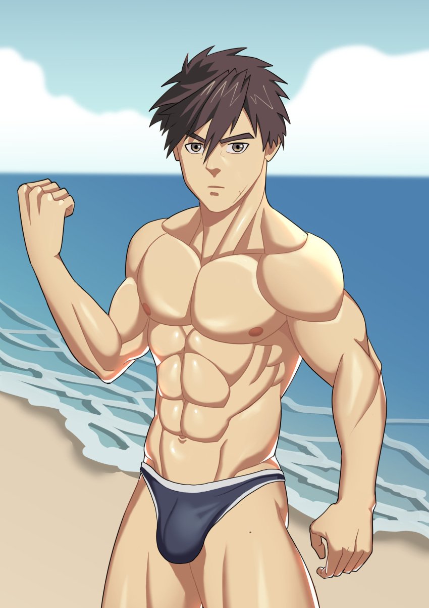 bara bulge full_metal_panic male male_nipples male_only muscular_male nipples sousuke_sagara underwear zhadoiz